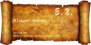Blayer Norma névjegykártya